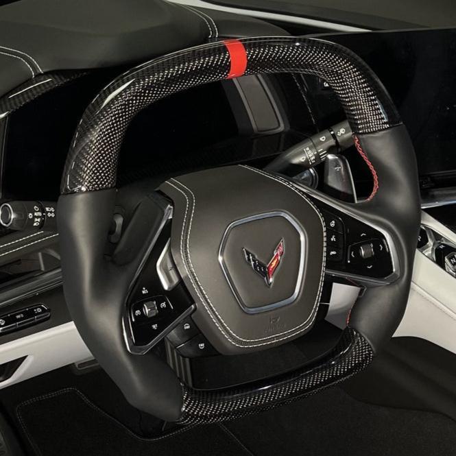 2020-2026+ Chevrolet C8 Corvette Custom Carbon Fiber Steering Wheel - AutoLEDTech.com