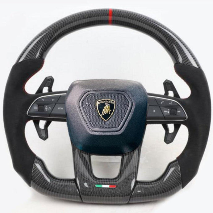 2018-2026+ Lamborghini Urus Custom Carbon Fiber Steering Wheel - AutoLEDTech.com
