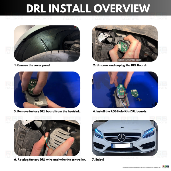 2015-2023 Mercedes C-Class RGBW +A LED DRL Boards