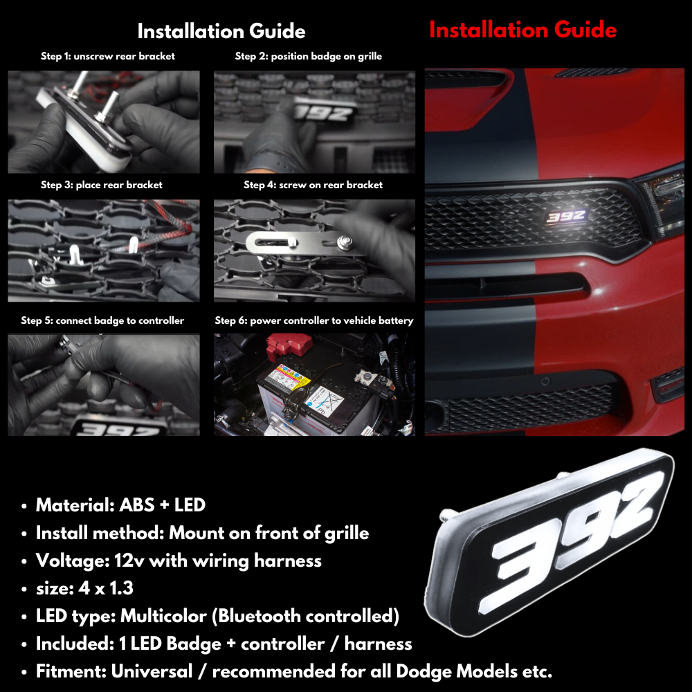 Dodge 392 RGB Flow Series LED Badge Emblem Logo