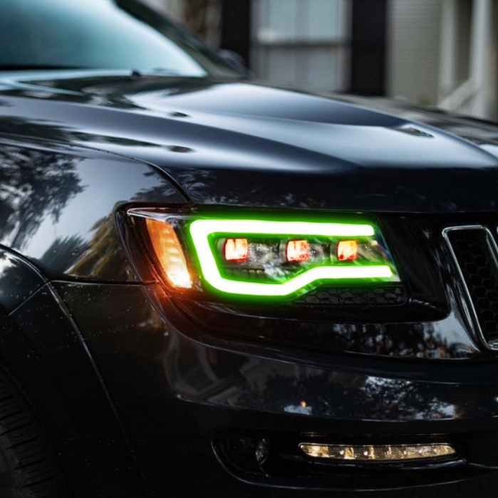 2014-2022 Jeep Grand Cherokee WK2 RGBW Flow Series XB LED DRL Projector Headlights