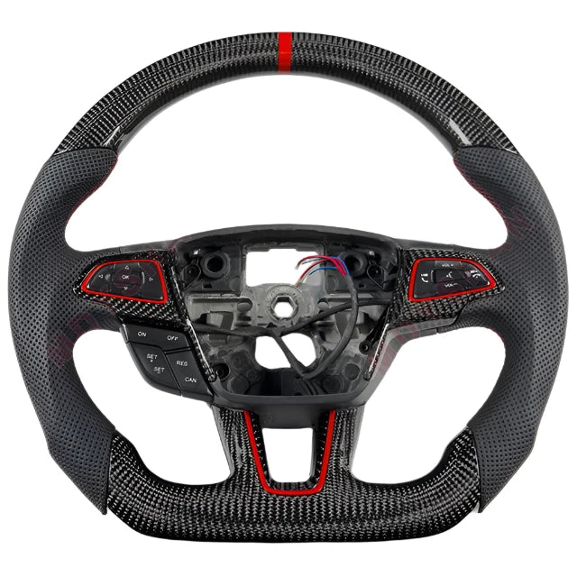 2015-2026+ Ford Focus RS ST Carbon Fiber Steering Wheel w/ LED Display - AutoLEDTech.com