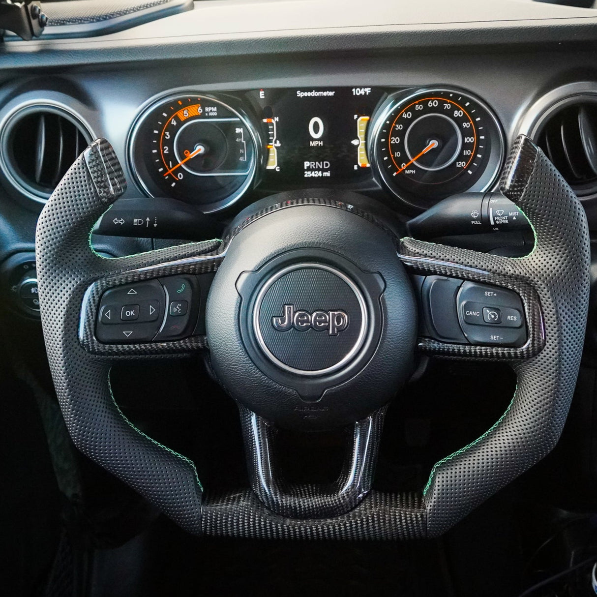 2019-2026+ Jeep Wrangler JL Gladiator JT Custom Carbon Fiber Steering Wheel - AutoLEDTech.com