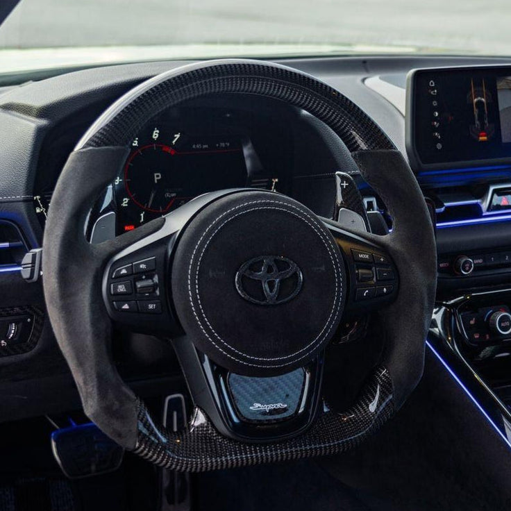 2019-2026+ Toyota Supra Custom Carbon Fiber Steering Wheel - AutoLEDTech.com