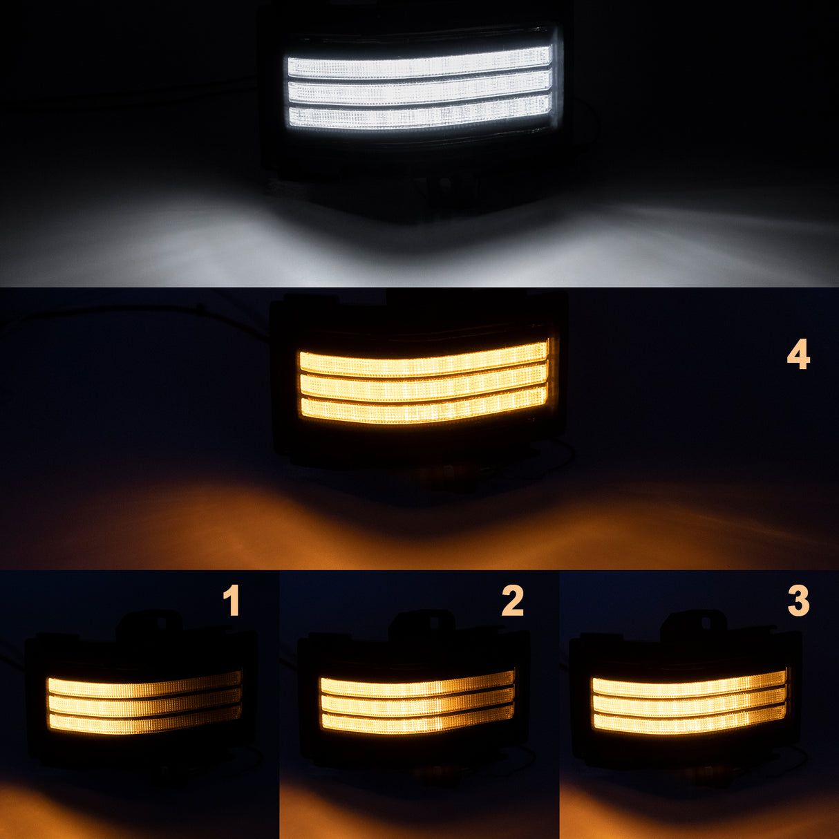 2017-2026+ Ford Super Duty F250 Smoked White Amber LED Mirror Lights - AutoLEDTech.com