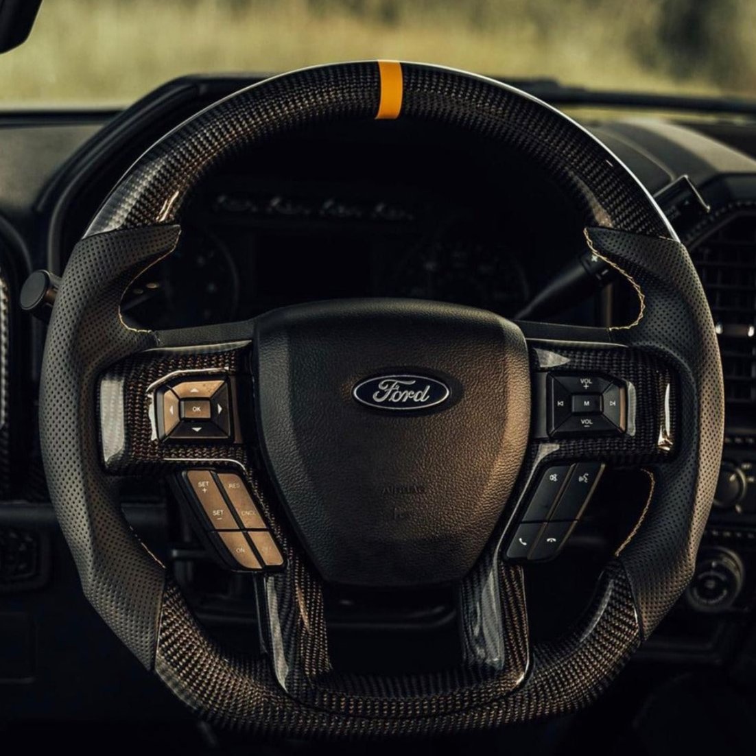 2009-2014 Ford Raptor & F150 Custom Carbon Fiber Steering Wheel w/ LED Display - AutoLEDTech.com