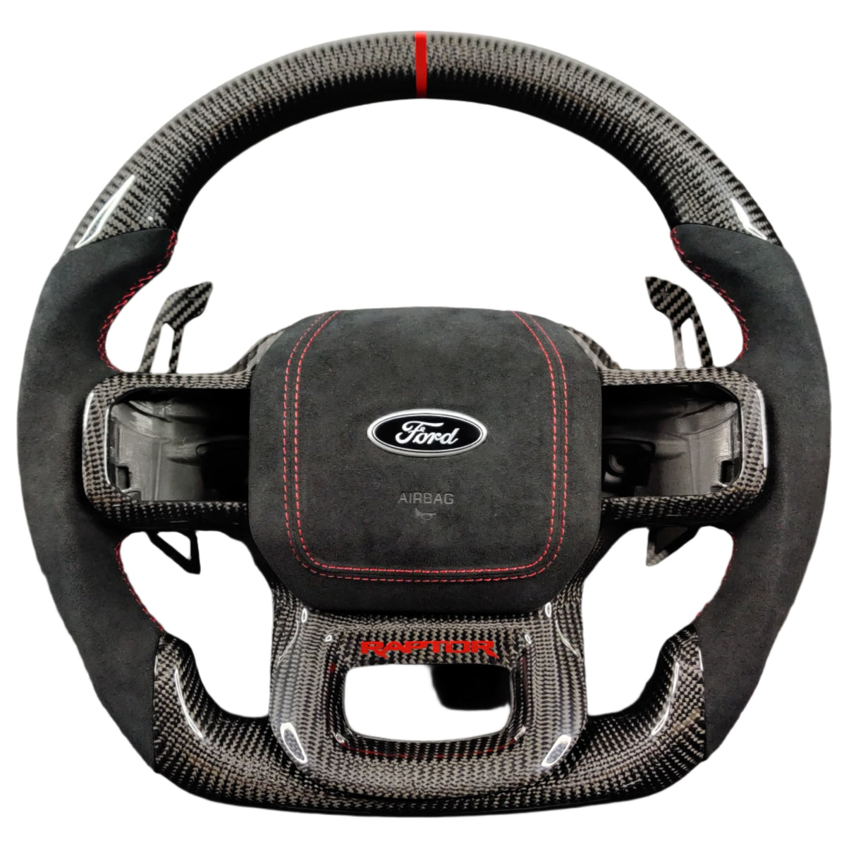 2021-2026+ Ford F150 & Raptor Custom Carbon Fiber LED Steering Wheel - AutoLEDTech.com