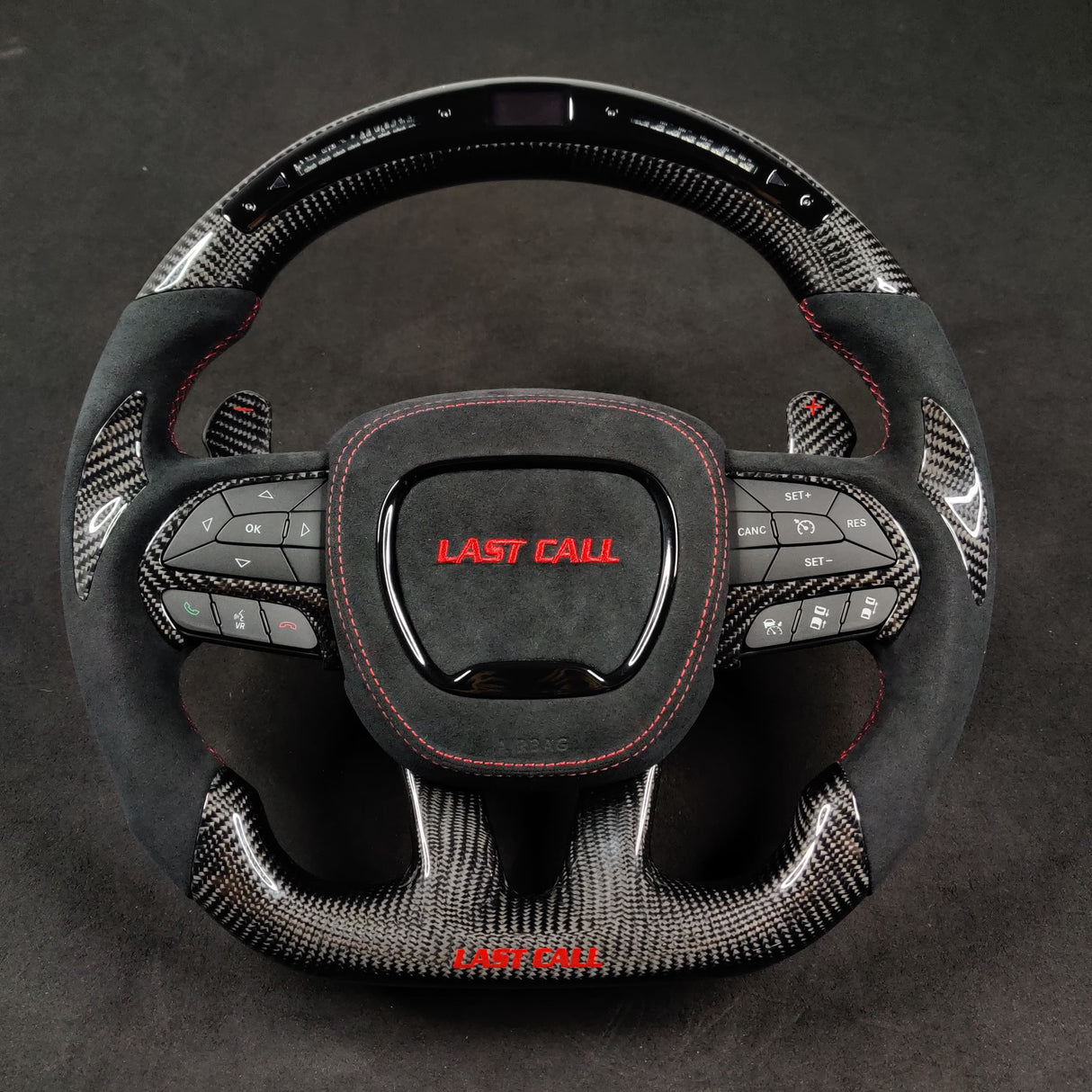 2015-2023 Dodge Charger Challenger Custom Carbon Fiber LED Steering Wheel - AutoLEDTech.com
