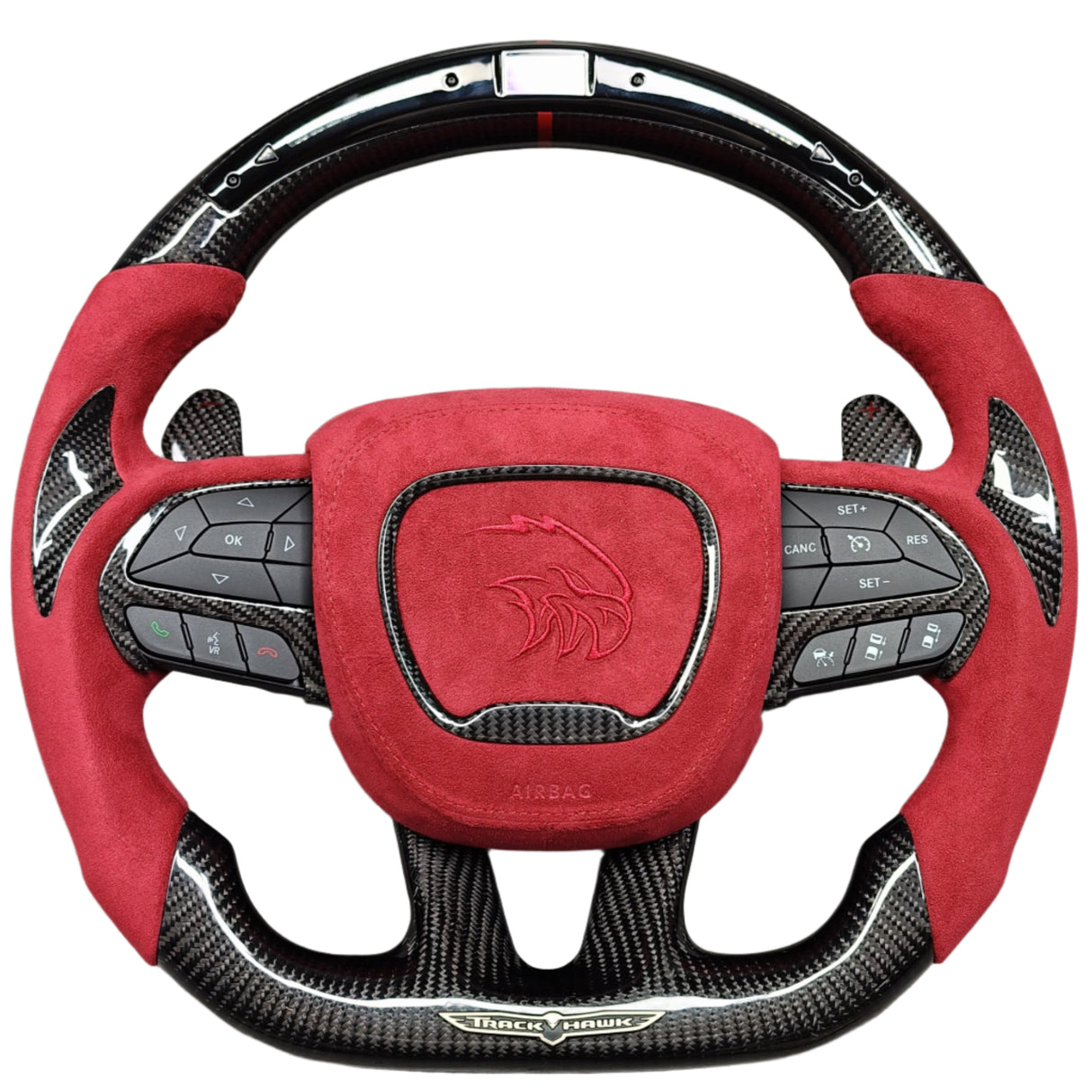 2014-2021 Jeep Trackhawk SRT Custom Carbon Fiber Steering Wheel w/ LED RPM Display - AutoLEDTech.com