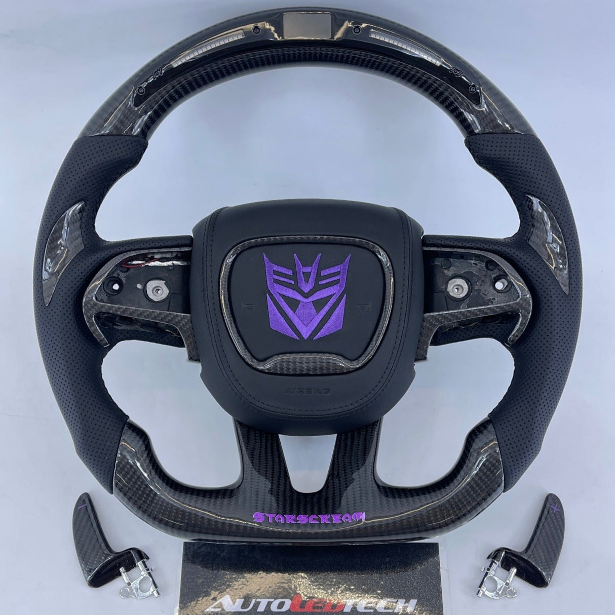 2015-2023 Dodge Charger Challenger Custom Carbon Fiber LED Steering Wheel - AutoLEDTech.com