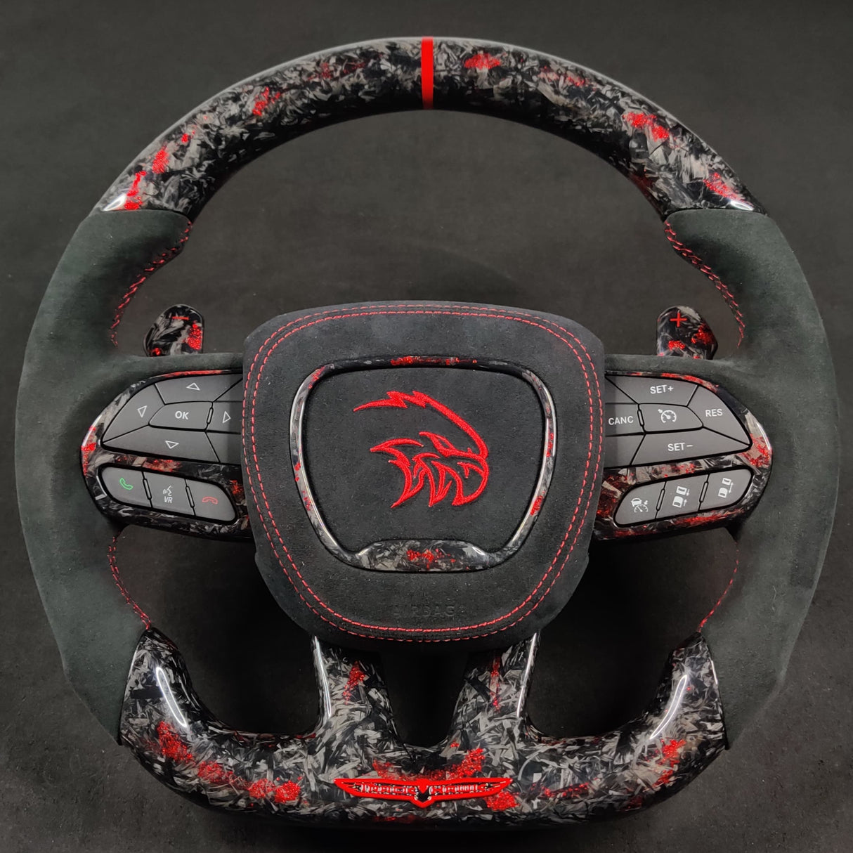 2014-2021 Jeep Trackhawk SRT Custom Carbon Fiber Steering Wheel w/ LED RPM Display - AutoLEDTech.com