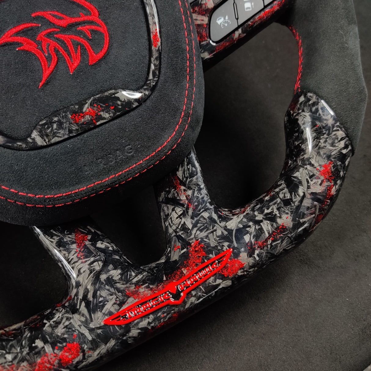 2014-2021 Jeep Trackhawk SRT Custom Carbon Fiber Steering Wheel w/ LED RPM Display - AutoLEDTech.com
