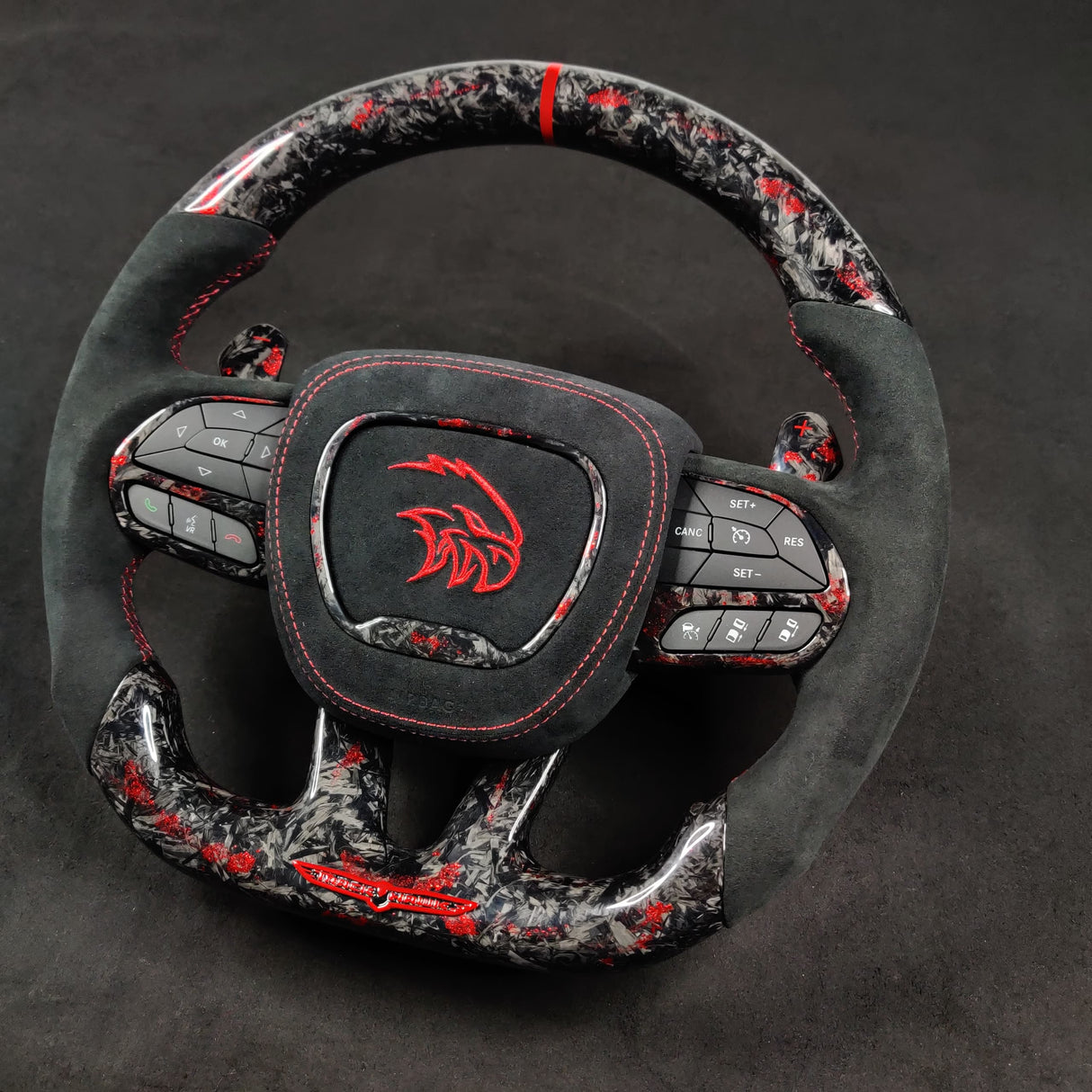 2014-2021 Jeep Trackhawk SRT Custom Carbon Fiber Steering Wheel w/ LED RPM Display - AutoLEDTech.com