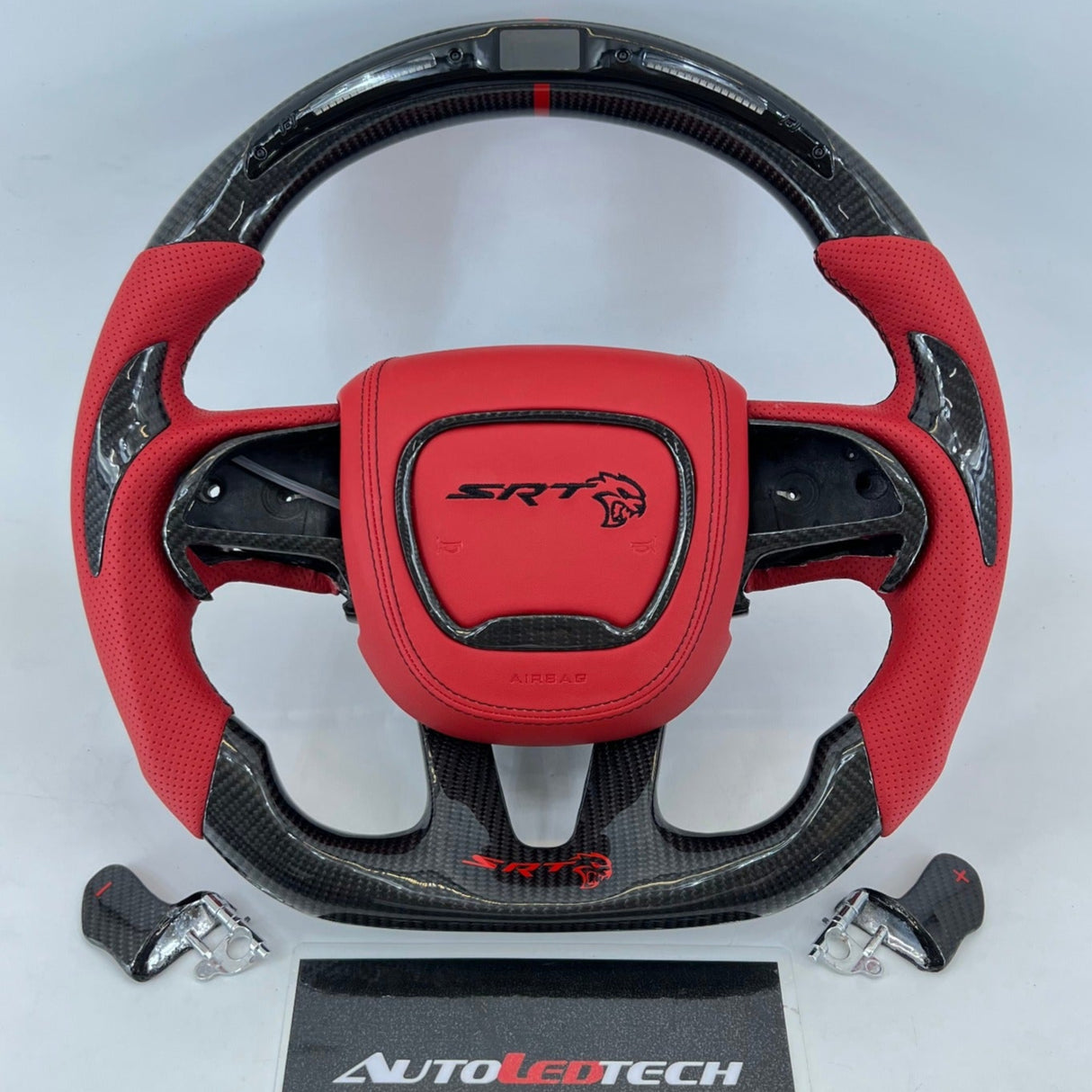2015-2023 Dodge Charger Challenger Custom Carbon Fiber LED Steering Wheel - AutoLEDTech.com