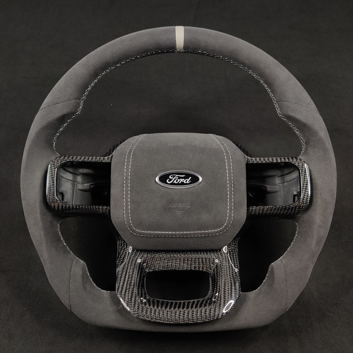 2021-2026+ Ford F150 & Raptor Custom Carbon Fiber LED Steering Wheel - AutoLEDTech.com