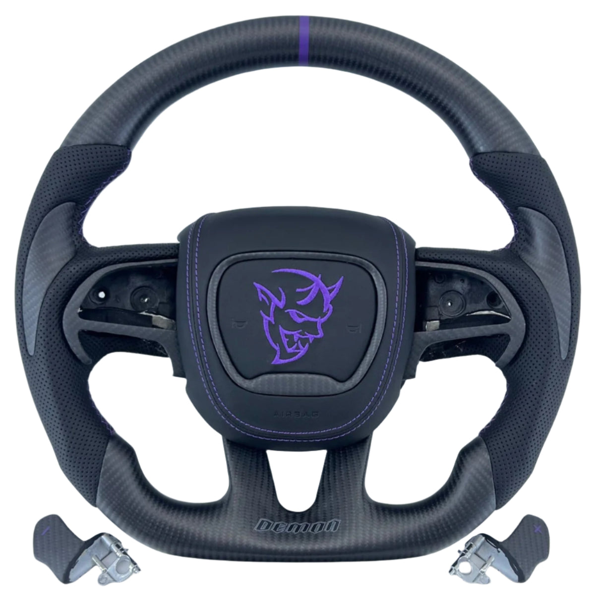 2015-2023 Dodge Charger Challenger Custom Carbon Fiber LED Steering Wheel - AutoLEDTech.com
