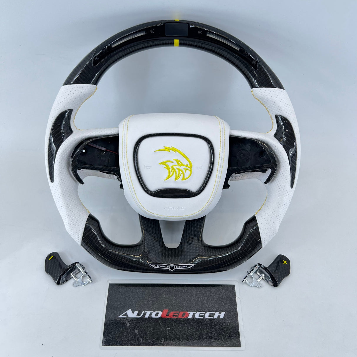 2014-2021 Jeep Trackhawk SRT Custom Carbon Fiber Steering Wheel w/ LED RPM Display - AutoLEDTech.com