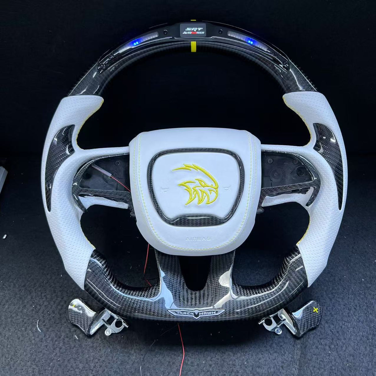 2014-2021 Jeep Trackhawk SRT Custom Carbon Fiber Steering Wheel w/ LED RPM Display - AutoLEDTech.com