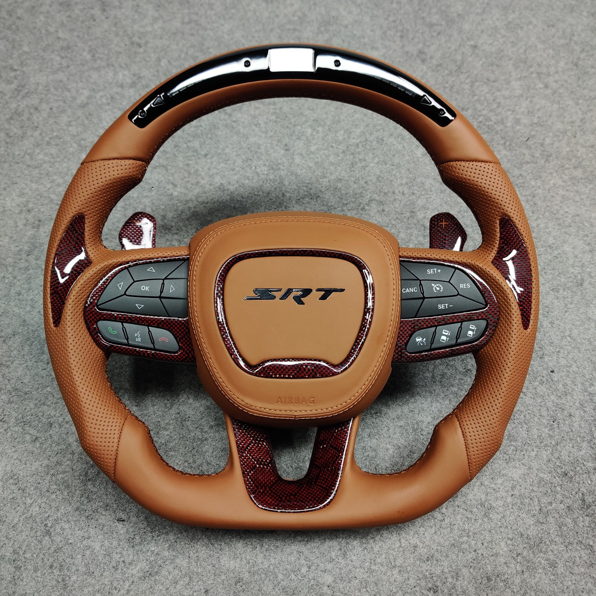 2015-2023 Dodge Charger Challenger Custom Carbon Fiber LED Steering Wheel - AutoLEDTech.com
