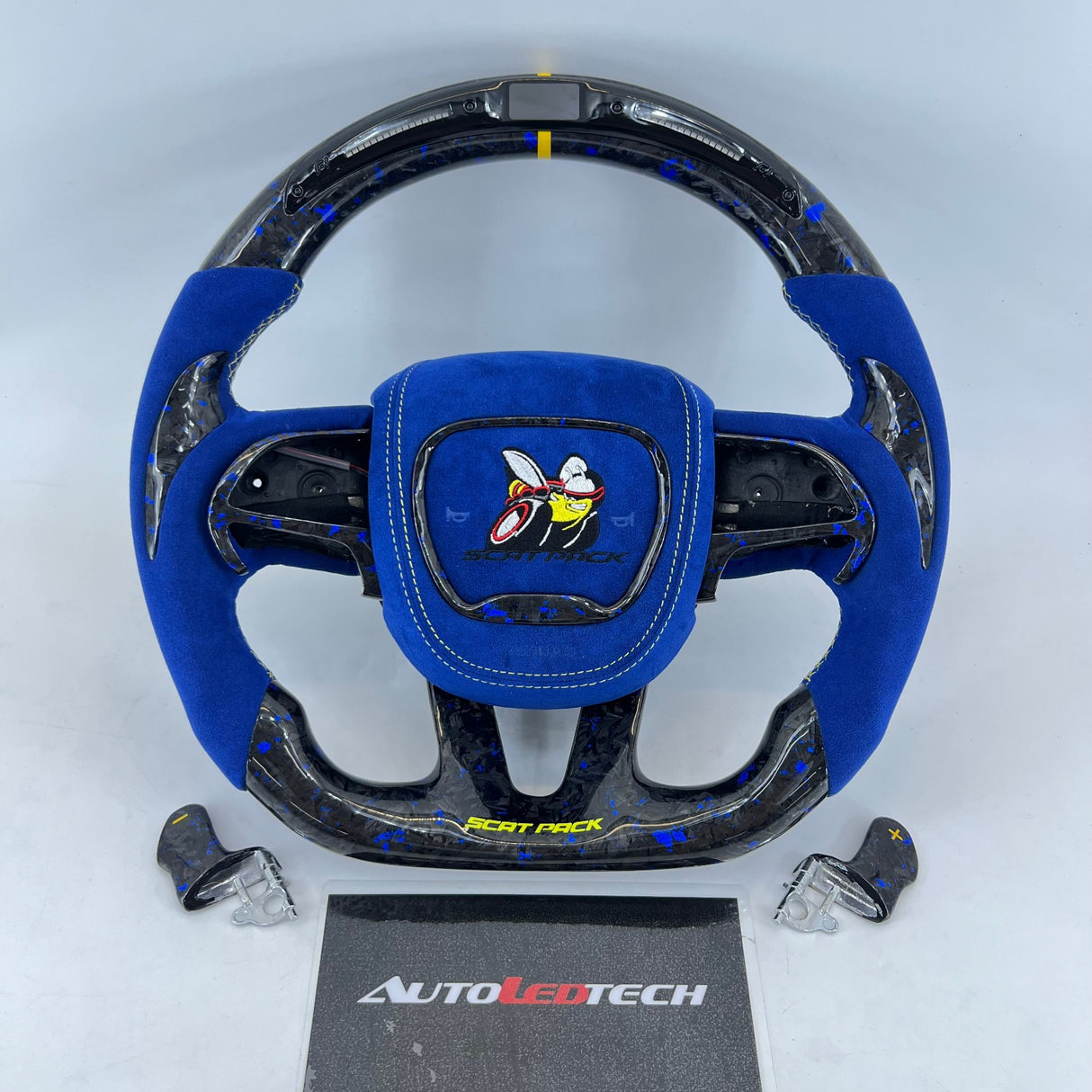 2015-2023 Dodge Charger Challenger Custom Carbon Fiber LED Steering Wheel - AutoLEDTech.com