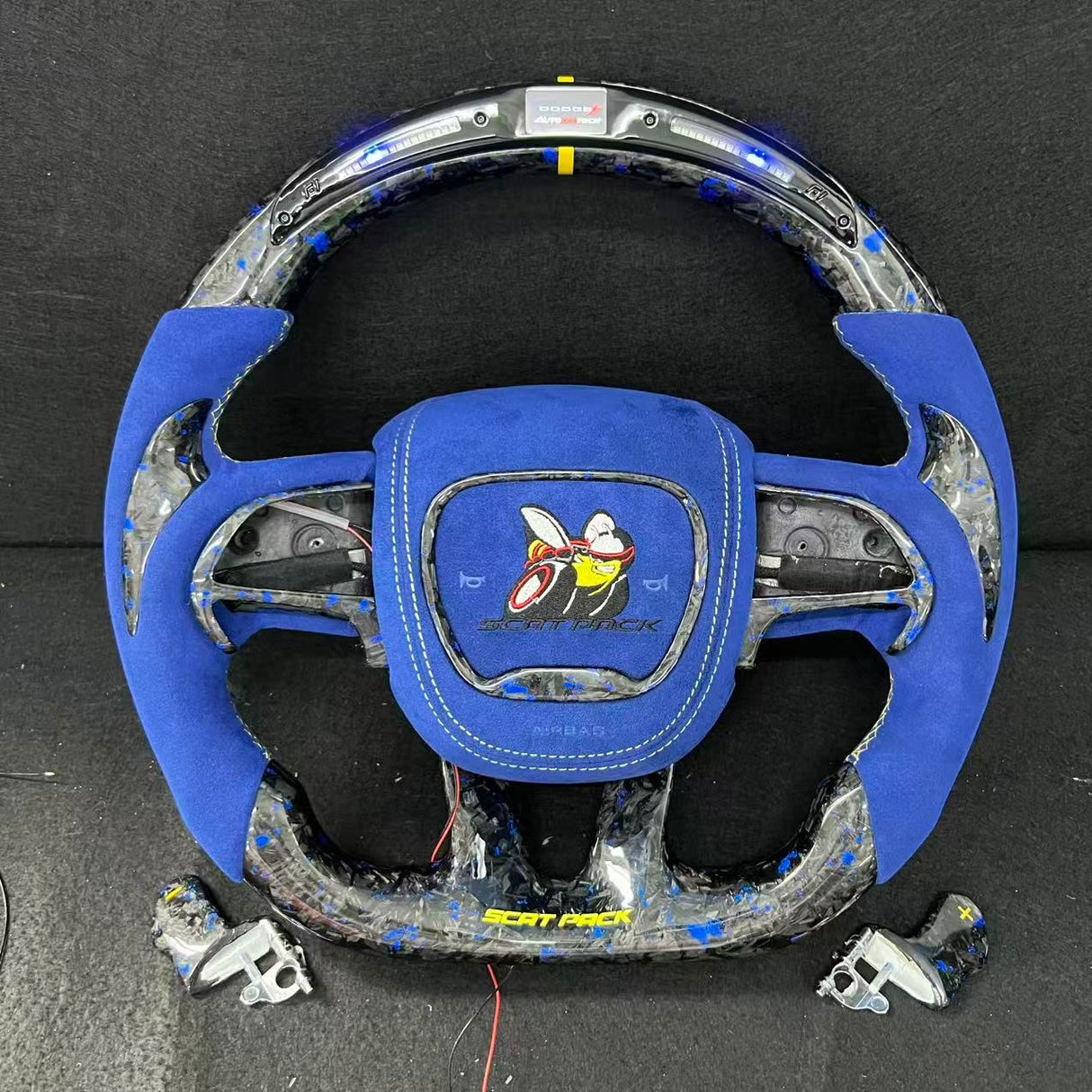 2015-2023 Dodge Charger Challenger Custom Carbon Fiber LED Steering Wheel - AutoLEDTech.com