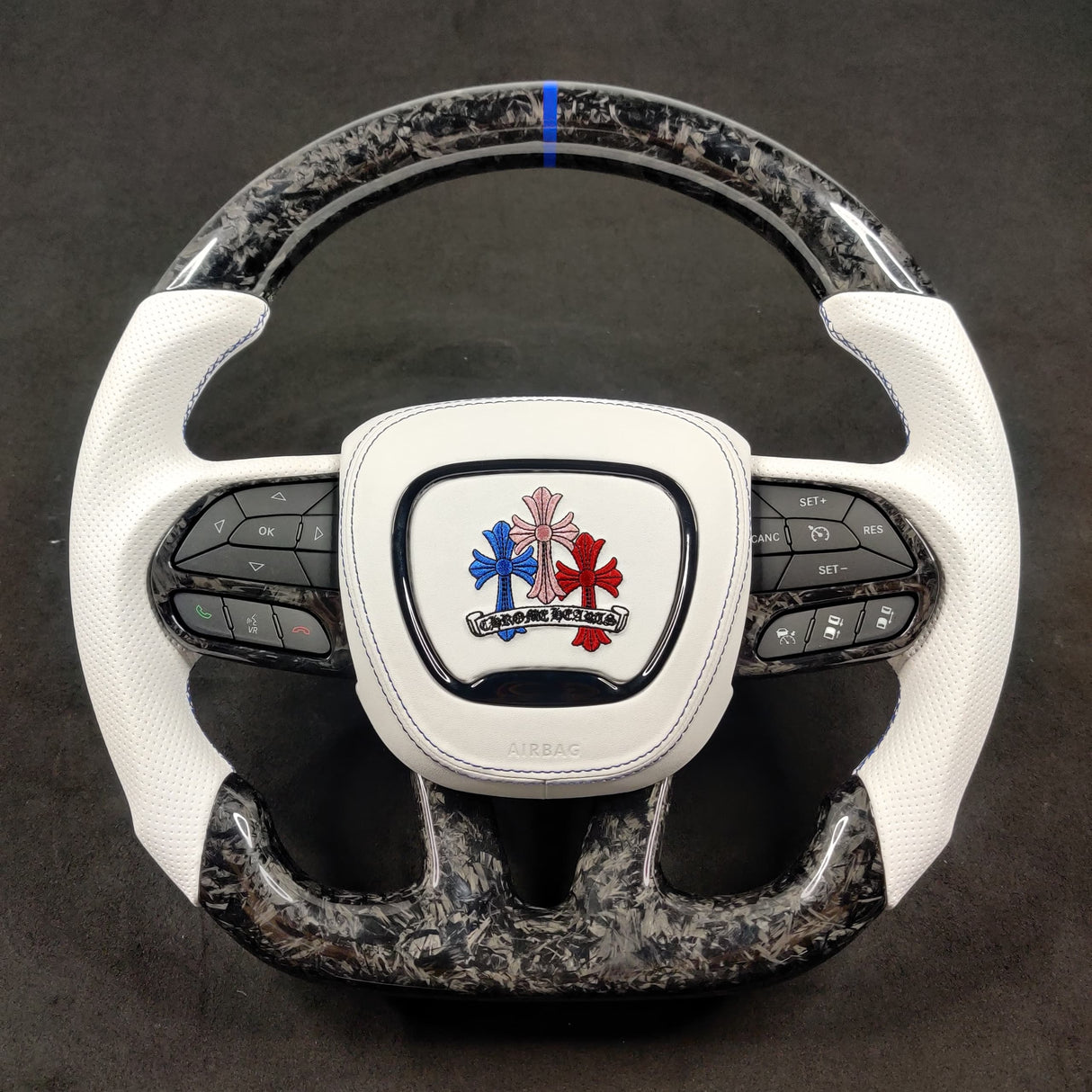 2014-2021 Jeep Trackhawk SRT Custom Carbon Fiber Steering Wheel w/ LED RPM Display - AutoLEDTech.com