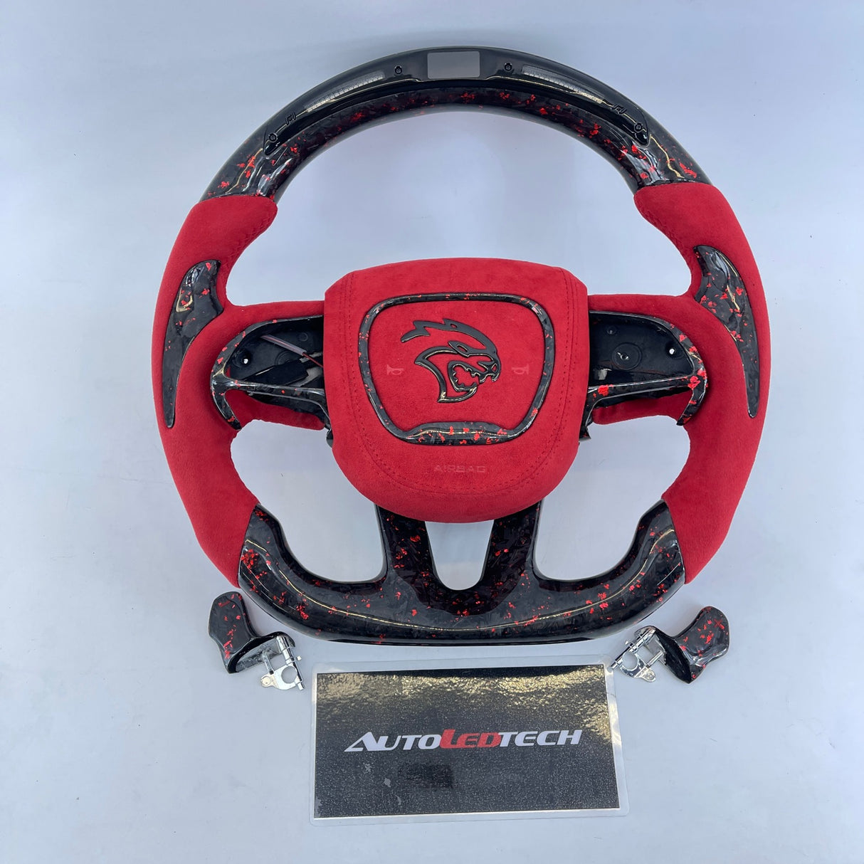 2015-2023 Dodge Charger Challenger Custom Carbon Fiber LED Steering Wheel - AutoLEDTech.com