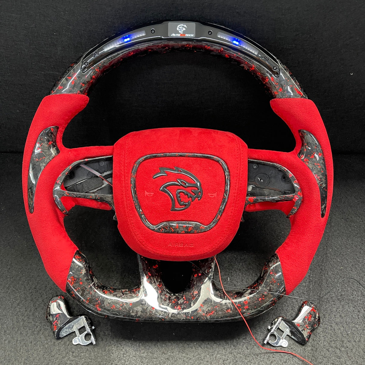 2015-2023 Dodge Charger Challenger Custom Carbon Fiber LED Steering Wheel - AutoLEDTech.com