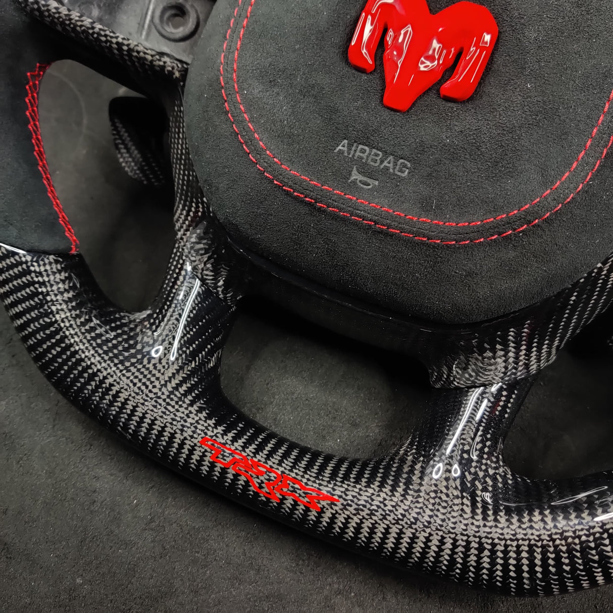 2021-2026+ Ram TRX 1500 Custom Carbon Fiber Steering Wheel - AutoLEDTech.com
