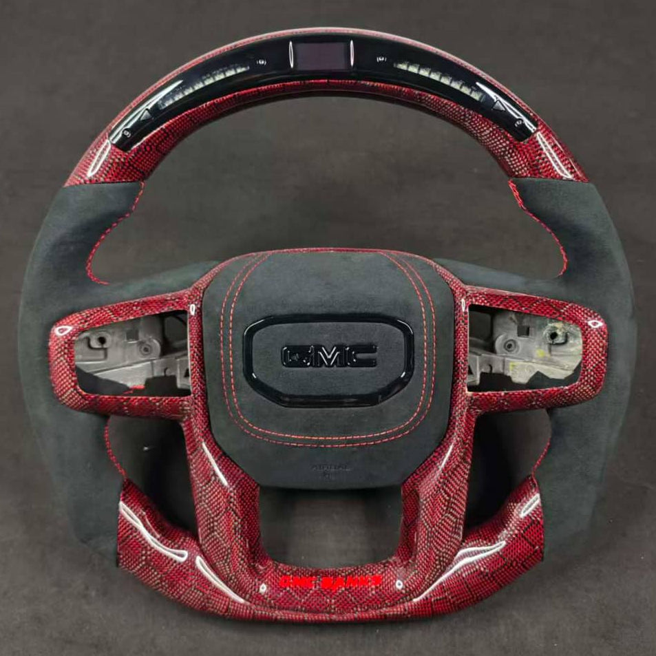 2020-2026+ GMC Sierra 1500 2500 HD Custom Carbon Fiber Steering Wheel - AutoLEDTech.com