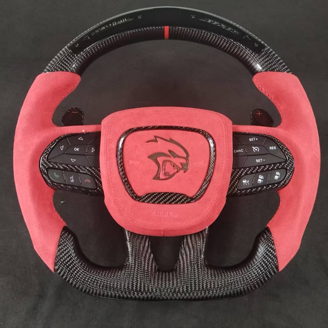 2015-2023 Dodge Charger Challenger Custom Carbon Fiber LED Steering Wheel - AutoLEDTech.com