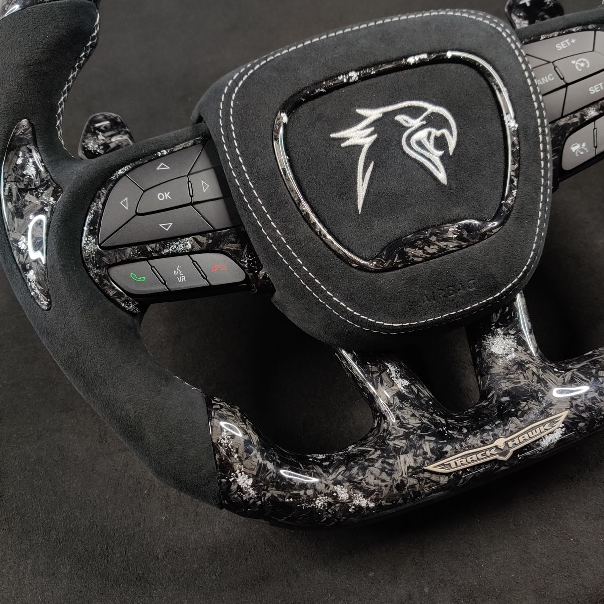 2014-2021 Jeep Trackhawk SRT Custom Carbon Fiber Steering Wheel w/ LED RPM Display - AutoLEDTech.com