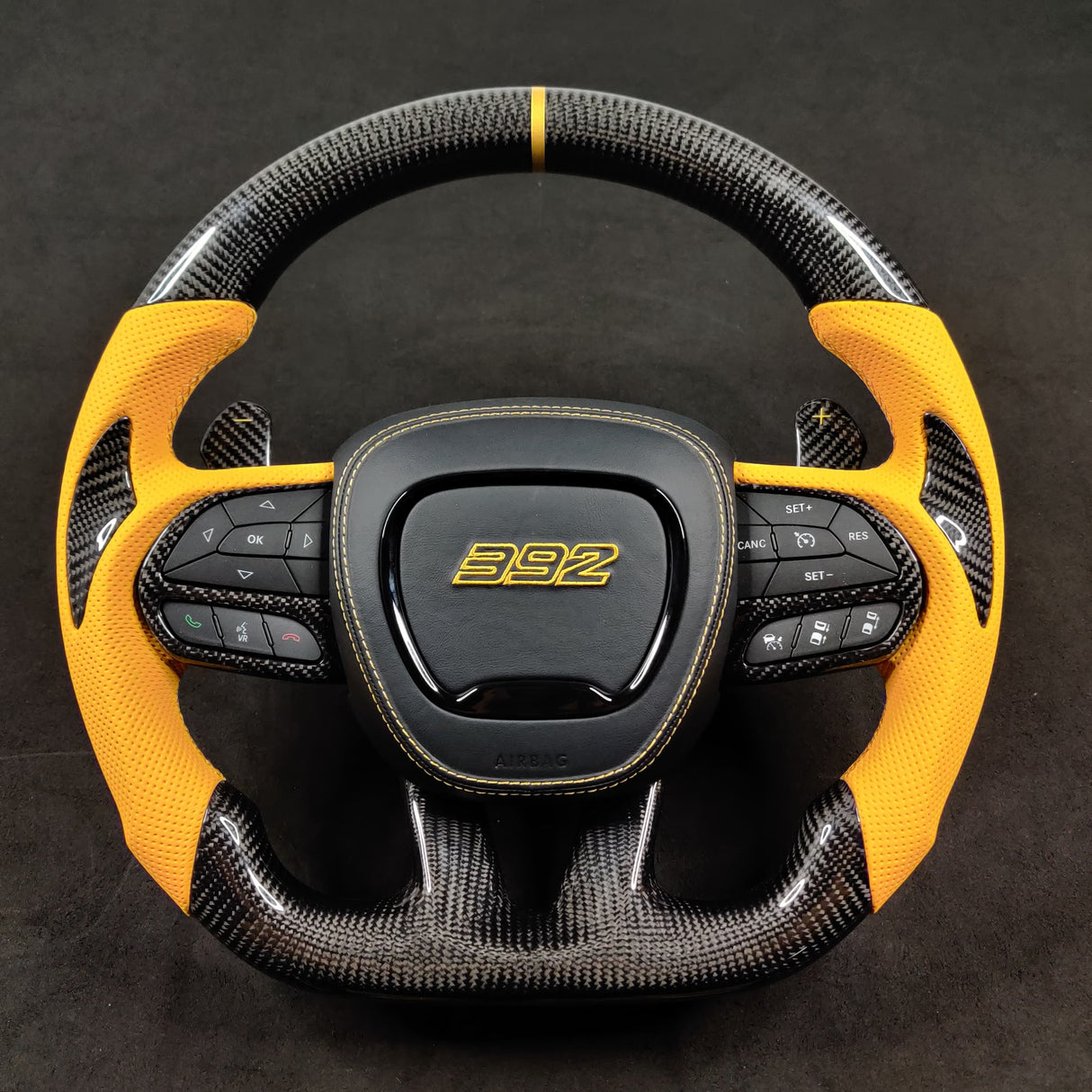 2015-2023 Dodge Charger Challenger Custom Carbon Fiber LED Steering Wheel - AutoLEDTech.com