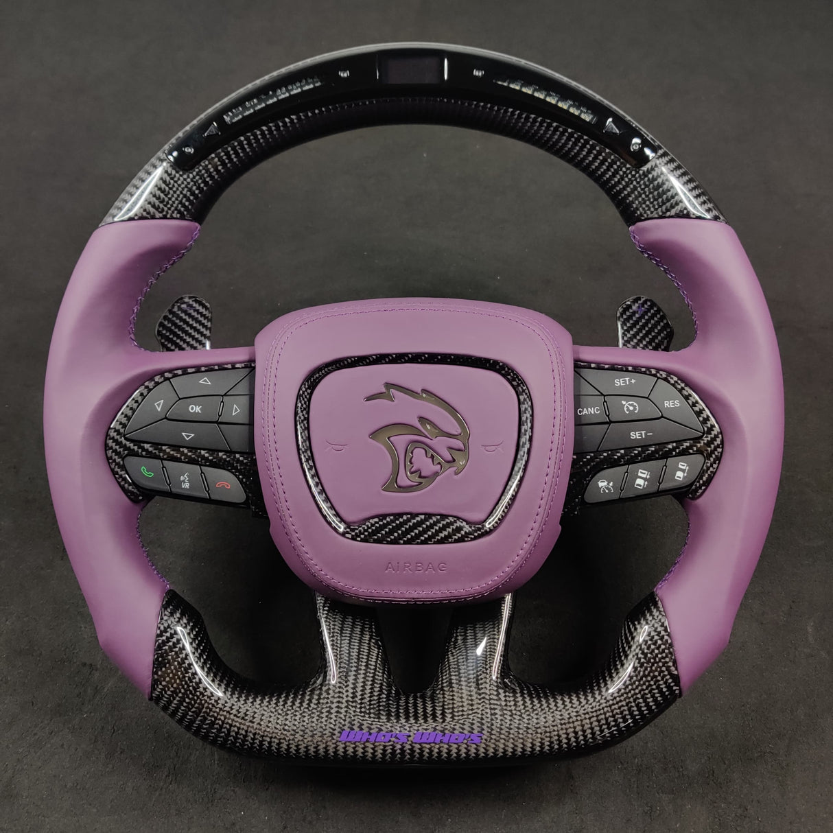 2015-2023 Dodge Charger Challenger Custom Carbon Fiber LED Steering Wheel - AutoLEDTech.com