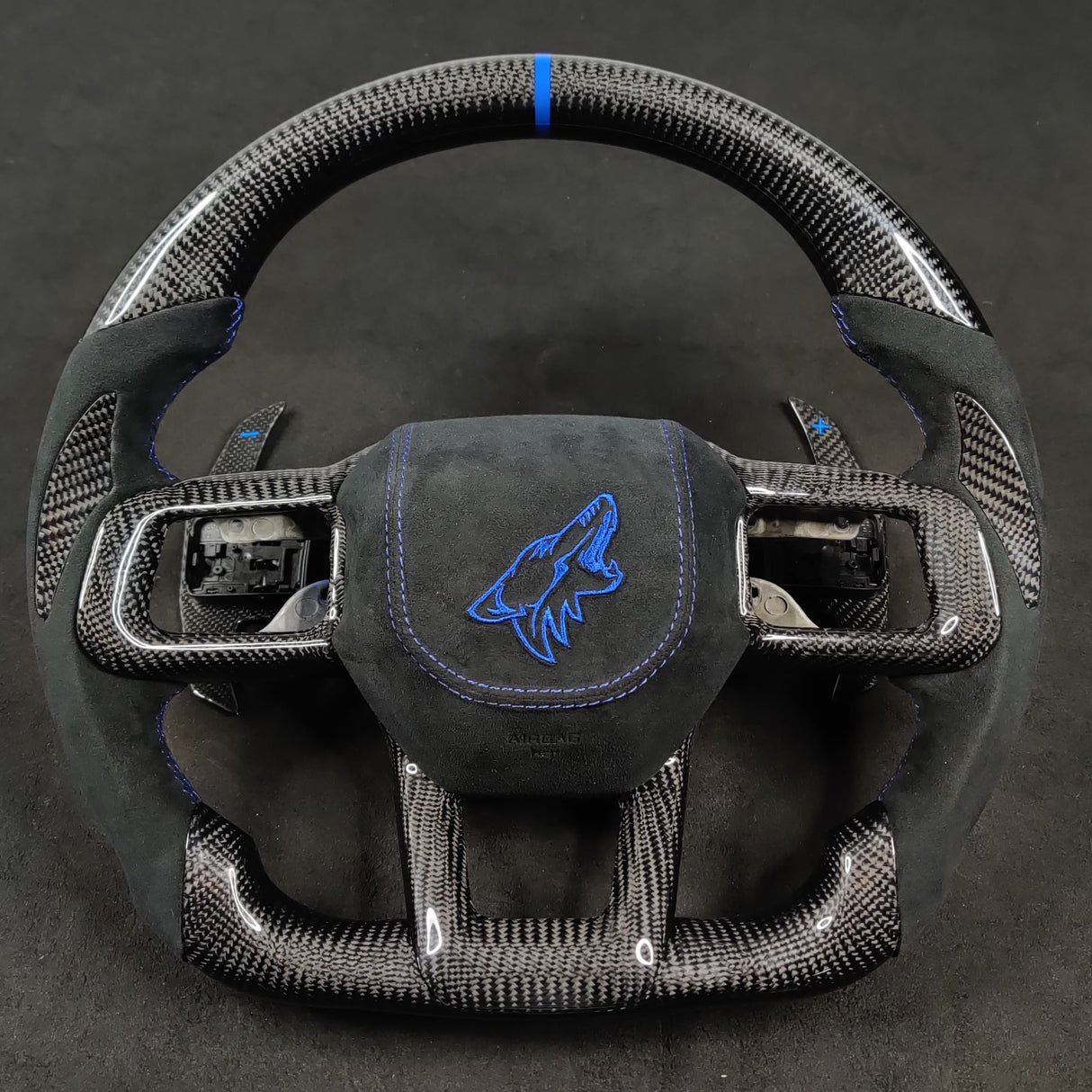 2024-2026+ Ford Mustang S650 Carbon Fiber LED Steering Wheel - AutoLEDTech.com