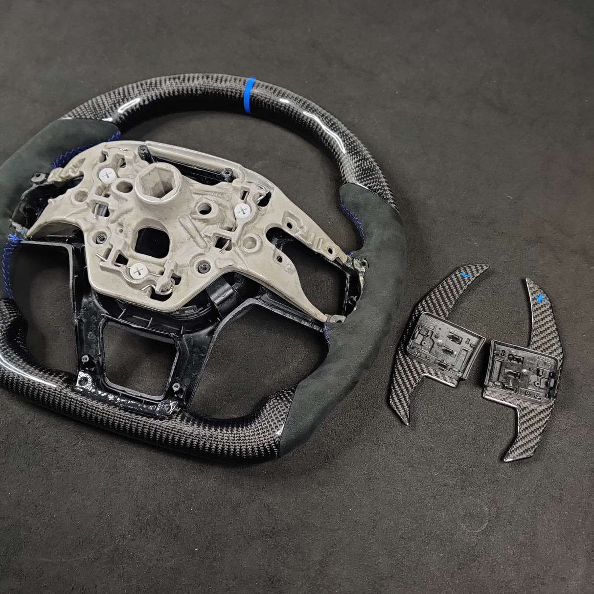 2024-2026+ Ford Mustang S650 Carbon Fiber LED Steering Wheel - AutoLEDTech.com