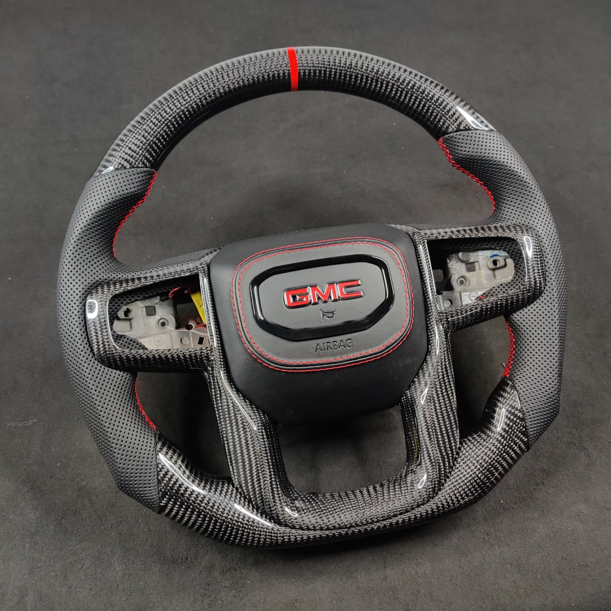 2020-2026+ GMC Sierra 1500 2500 HD Custom Carbon Fiber Steering Wheel - AutoLEDTech.com