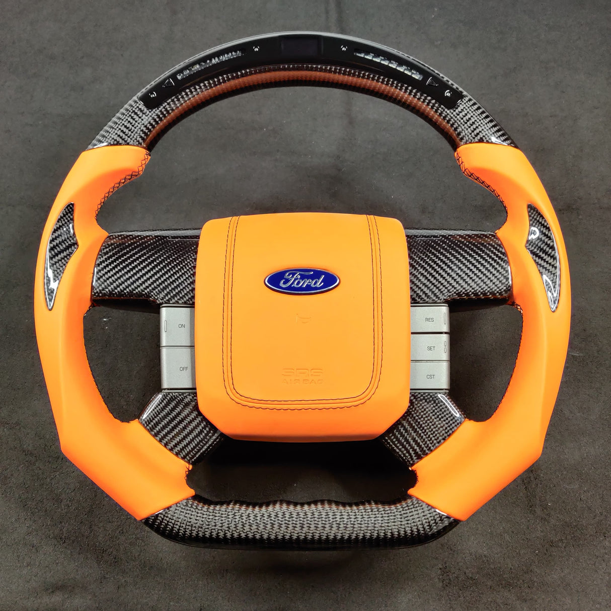 2009-2014 Ford Raptor & F150 Custom Carbon Fiber Steering Wheel w/ LED Display - AutoLEDTech.com