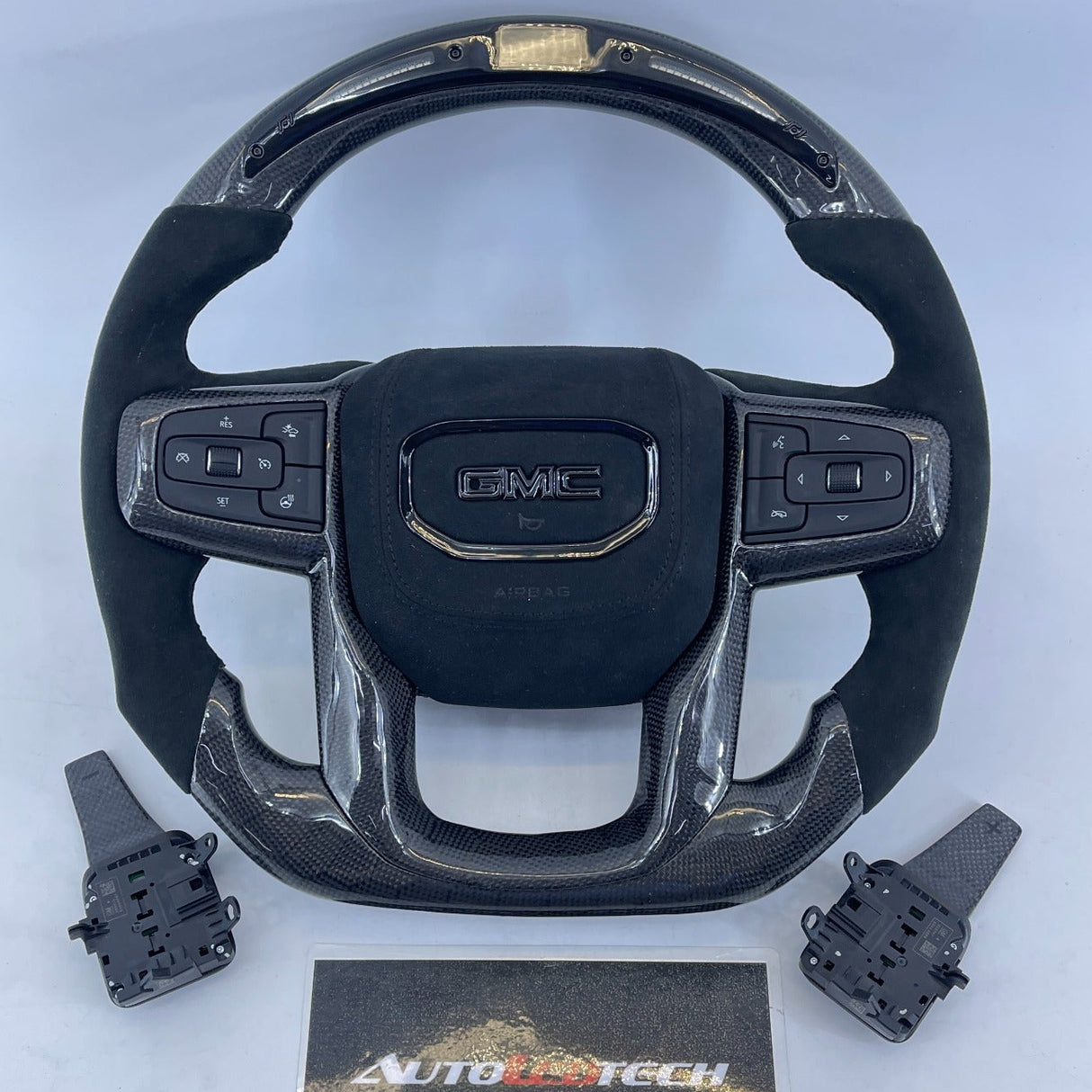 2020-2026+ GMC Sierra 1500 2500 HD Custom Carbon Fiber Steering Wheel - AutoLEDTech.com