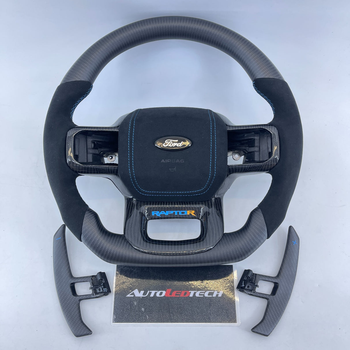 2021-2027+ Ford F150 & Raptor Custom Carbon Fiber LED Steering Wheel - AutoLEDTech.com