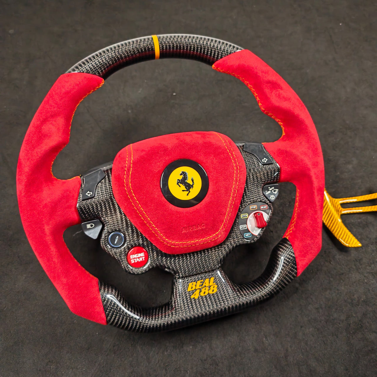 Ferrari 458 488 F12 Custom Carbon Fiber LED Steering Wheel - AutoLEDTech.com