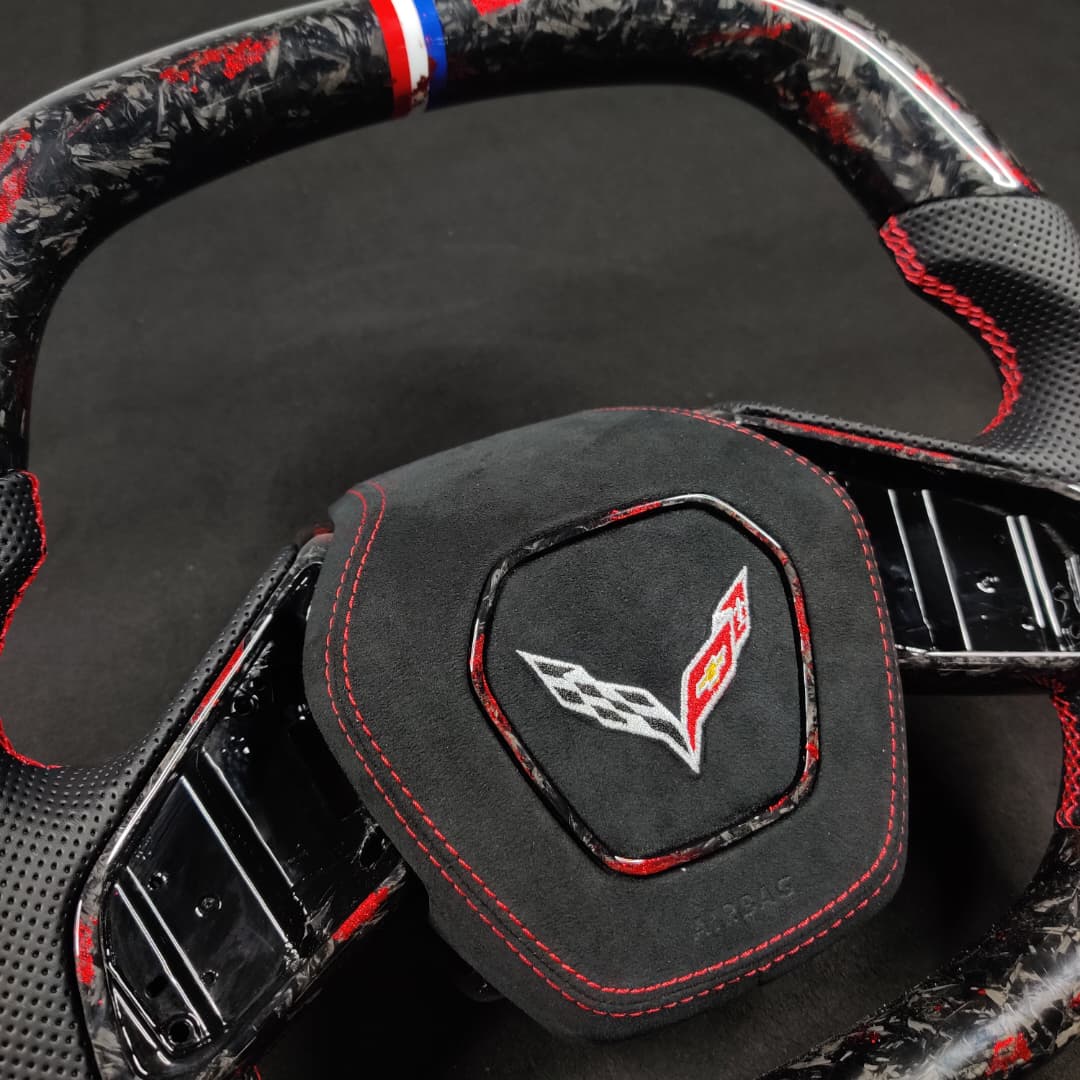 2020-2026+ Chevrolet C8 Corvette Custom Carbon Fiber Steering Wheel - AutoLEDTech.com