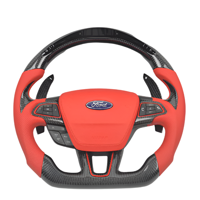 2015-2026+ Ford Focus RS ST Carbon Fiber Steering Wheel w/ LED Display - AutoLEDTech.com