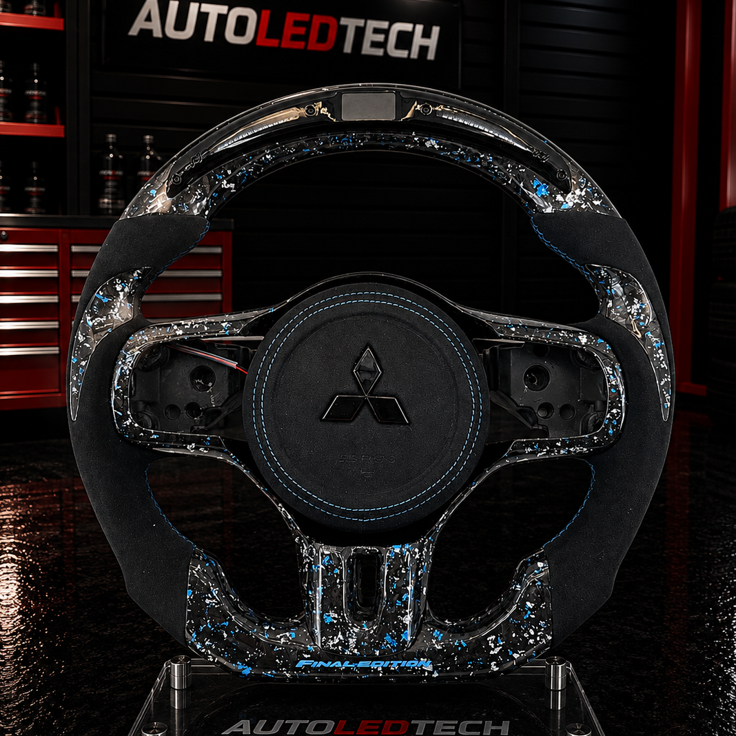 Mitsubishi Lancer Evo X Custom Carbon Fiber Steering Wheel - AutoLEDTech.com