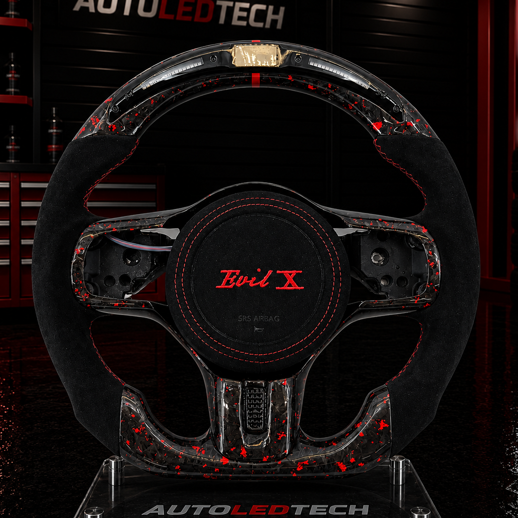 Mitsubishi Lancer Evo X Custom Carbon Fiber Steering Wheel - AutoLEDTech.com