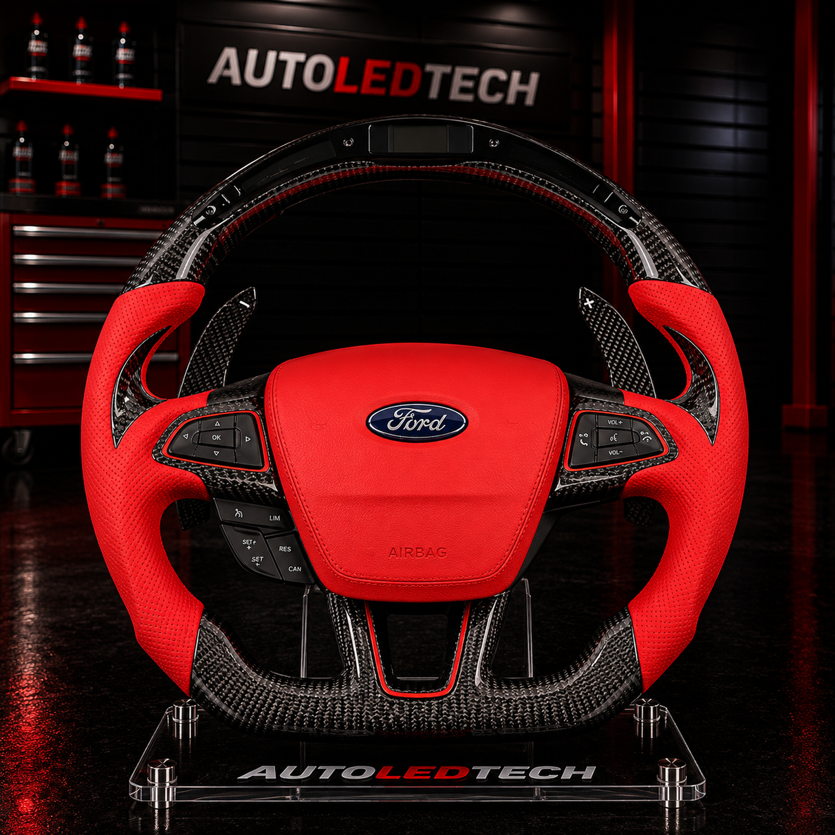 2015-2026+ Ford Focus ST RS Carbon Fiber Steering Wheel w/ LED Display