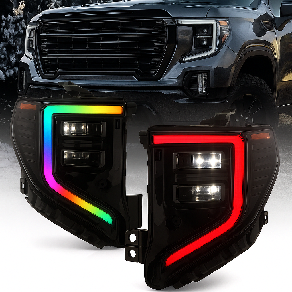 2022-2025+ GMC Sierra 1500 RGBW Flow Series LED DRL Headlights