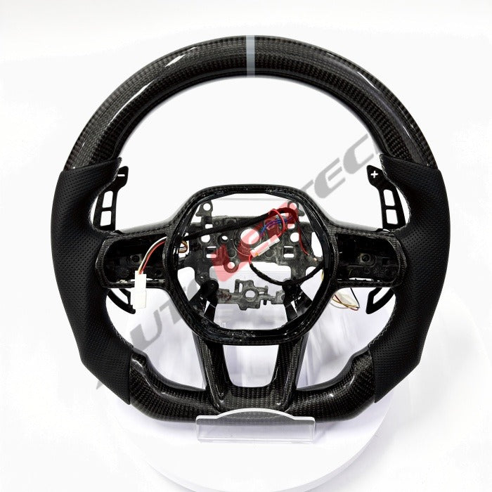 Honda magnetic paddle shifters installed on carbon fiber steering wheel