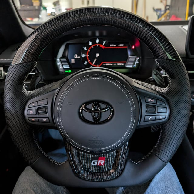 2019-2026+ Toyota Supra Custom Carbon Fiber Steering Wheel - AutoLEDTech.com