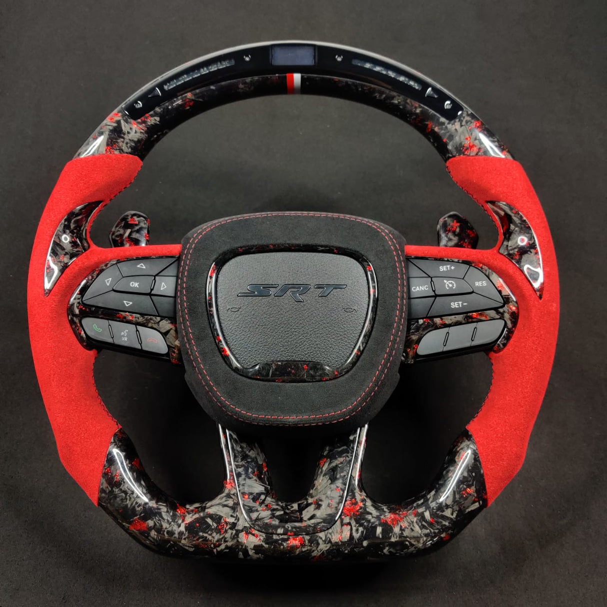 2015-2023 Dodge Charger Challenger Custom Carbon Fiber LED Steering Wheel - AutoLEDTech.com